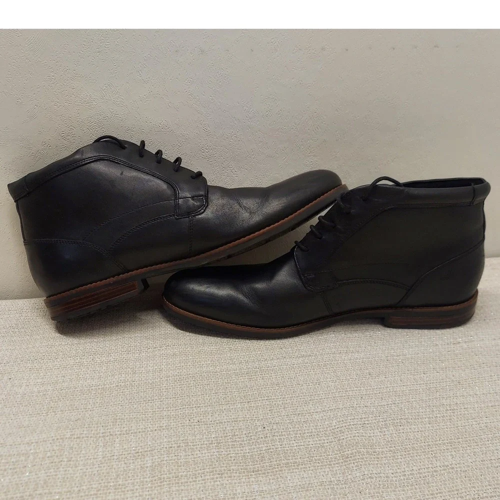 Rockport Essential Details Waterproof Chukka Boots Black Leather Mens 13 CH4801